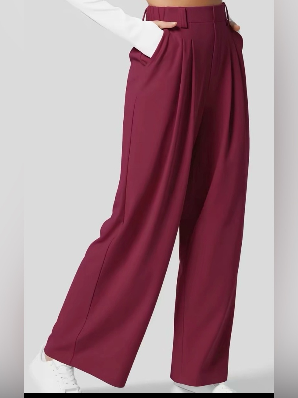 HALARA Wide-Leg Pleated Pants Waffle Material